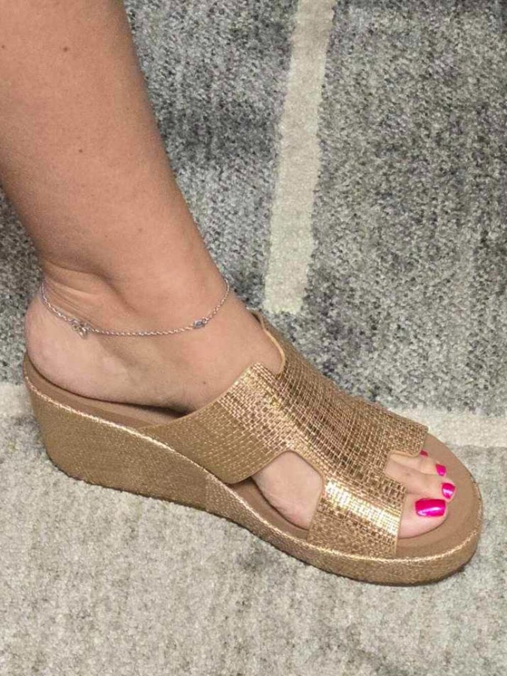 Corky's Pucker Up Gold Raffia Wedge Sandals